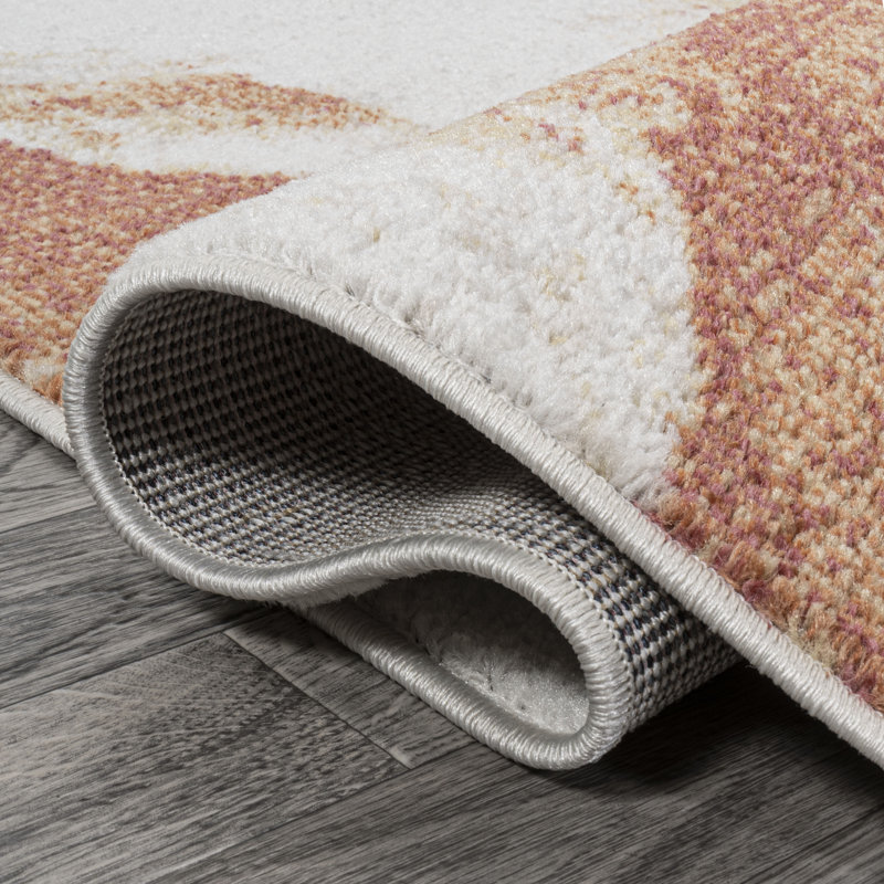 Wrought Studio Cordier Abstract TwoTone Modern Orange/Cream Rug Wayfair